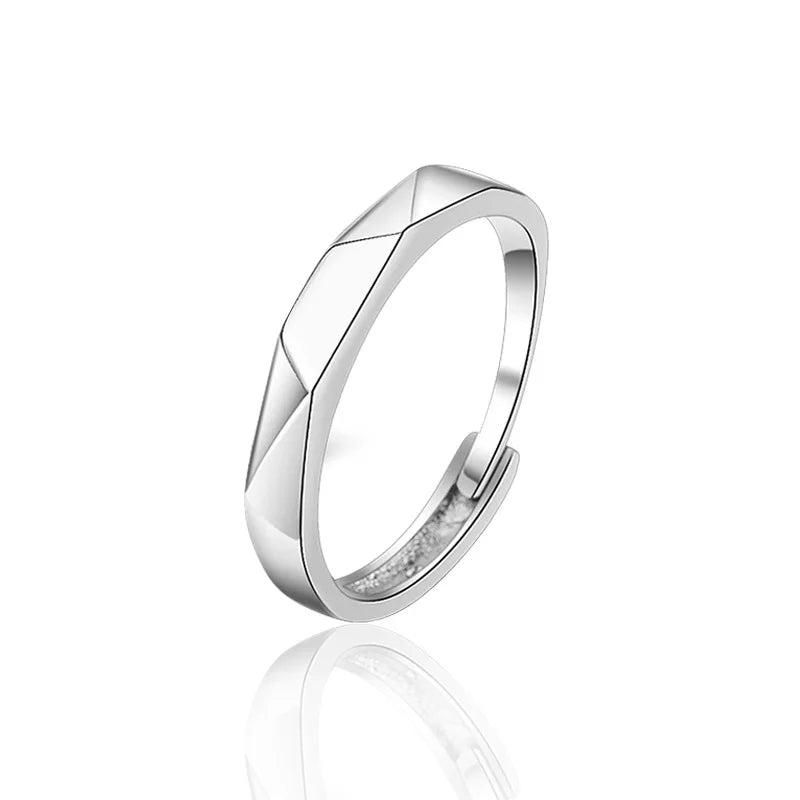 1 par de anillos de pareja de rombos blancos y negros, anillo abierto para mujeres y hombres, anillos de dedo ajustables, regalo de joyería de aniversario para amantes románticos