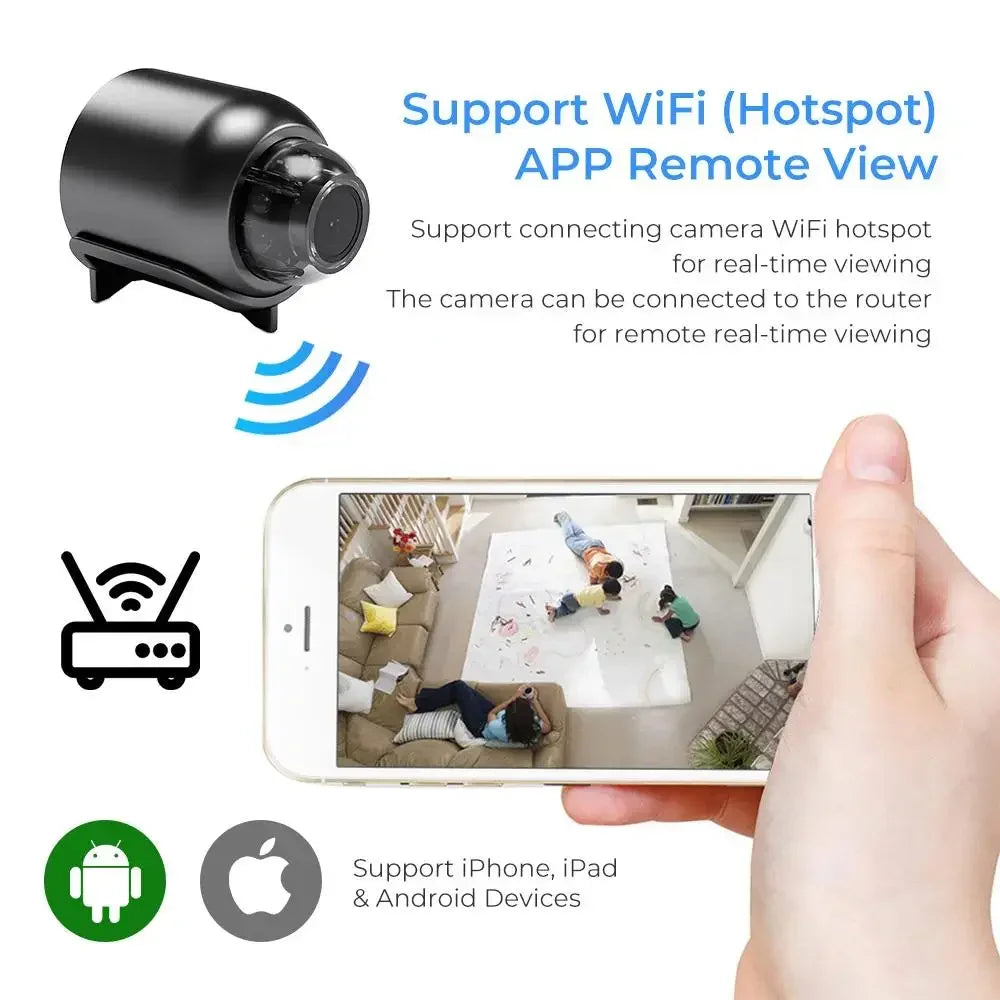Mini cámara WiFi HD de 1080P para seguridad en interiores, vigilancia, monitor para bebés, videocámara con visión nocturna, cámara IP, grabadora de audio y video