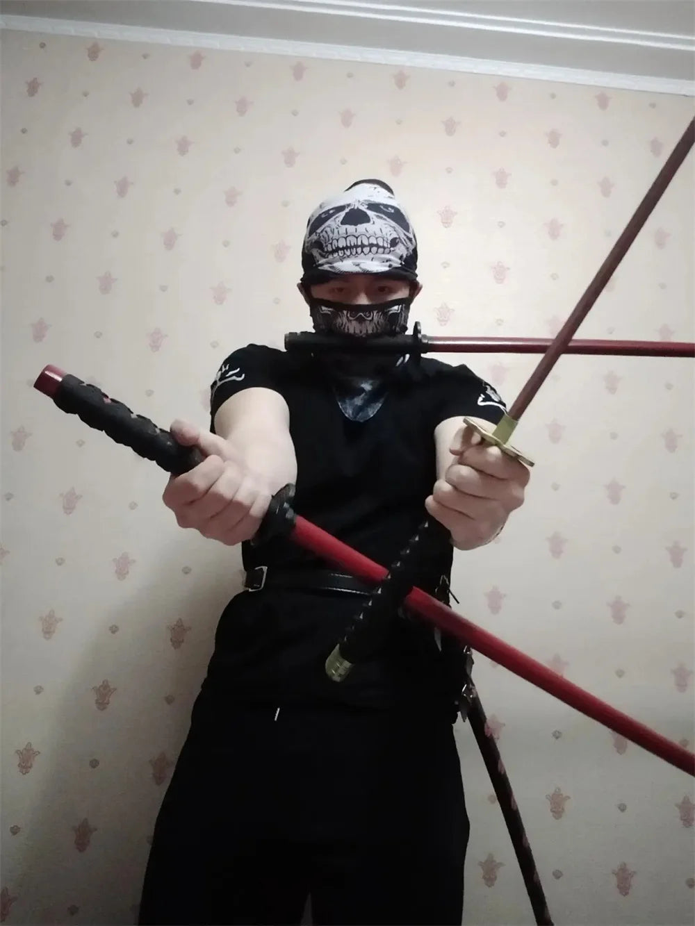 60cm Demon Katana Wood Sword Cosplay Performance Props Ninja Sword Toy For Children Aikido Wooden Knife