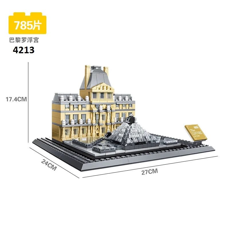 Wange Blocks World Architecture Building Bricks Trevi Fountain Model Pyramid Educational Toys for Children Gifts 4210-4224