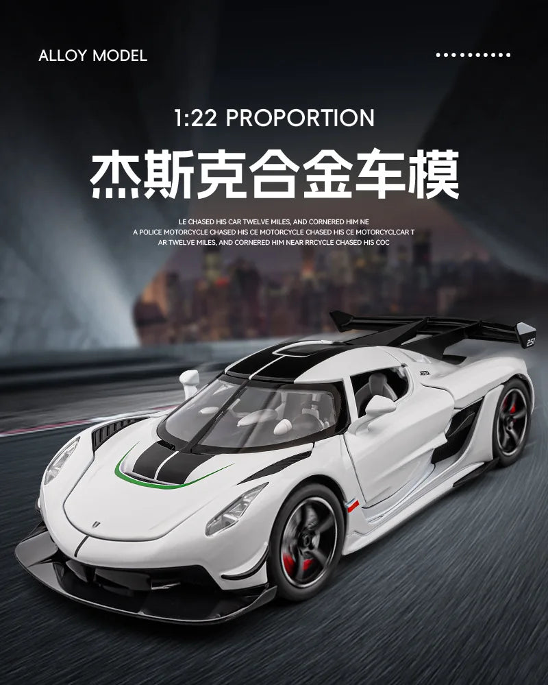 1:22 Jesko coche deportivo simulación de fundición a presión modelo de aleación de metal coche sonido luz pull back colección niños juguete regalos C359
