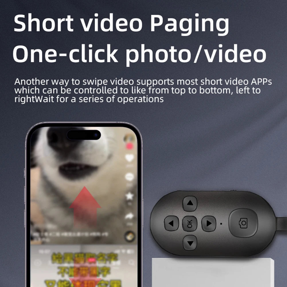 Rechargeable Bluetooth Remote Controller 7 Buttons For iPhone Android Mobile Phone Selfie Photo Shutter For Tiktok Page Turning