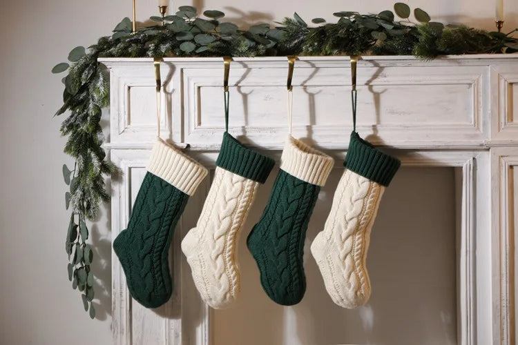 Medias navideñas grandes de 18 pulgadas, medias de compresión navideñas tejidas para niños, medias colgantes para regalar dulces, decoración navideña