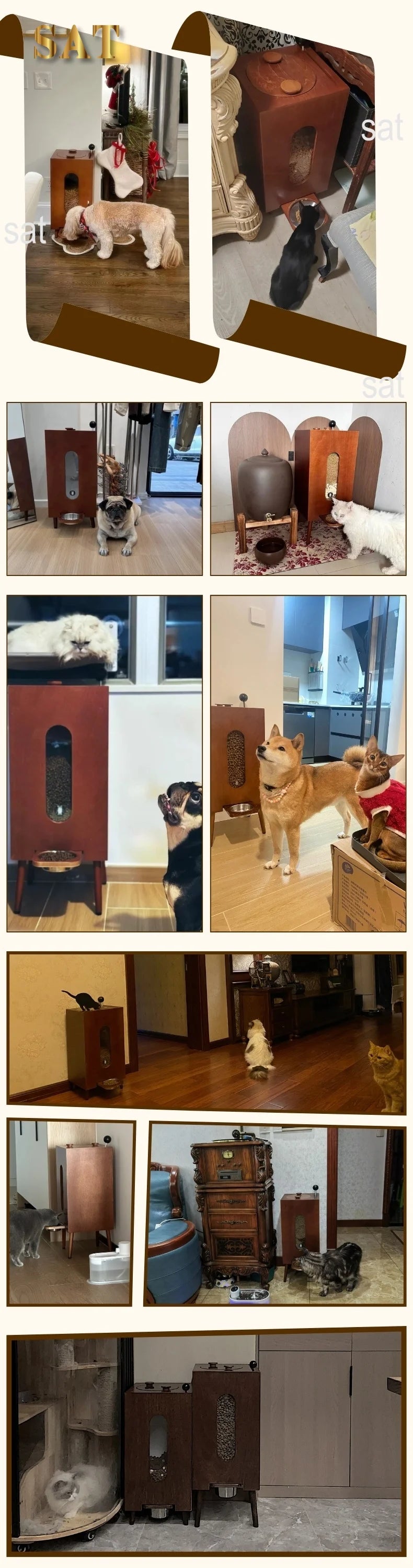 Vintage Style 10L Grey Pet Storage Feeder Moisture-proof Healthy Cat and Dog Food Bucket High-end No stoop