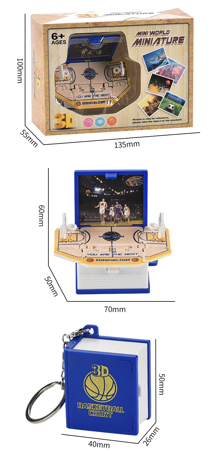 2024 3D Folding Bomb Explosion Book Novelty Mini Football Match Astronaut Keychain Children's Handheld Game Board Games Boy Gift