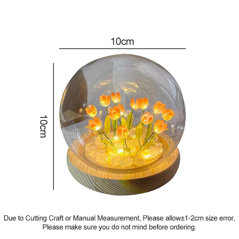 Lámpara de noche con tulipán artificial YOMDID, hecha a mano, lámpara de noche LED para dormitorio, decoración, regalos de cumpleaños y Navidad