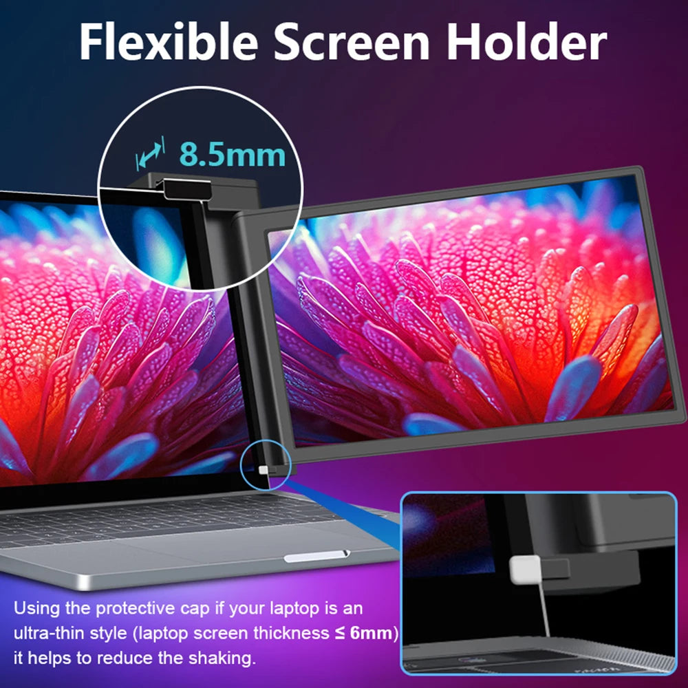 Monitor portátil de pantalla de expansión para computadora portátil de 15,4 pulgadas para computadora portátil de 15,6 a 17,3 pulgadas FHD 1920*1080 IPS Monitor de pantalla dual plegable