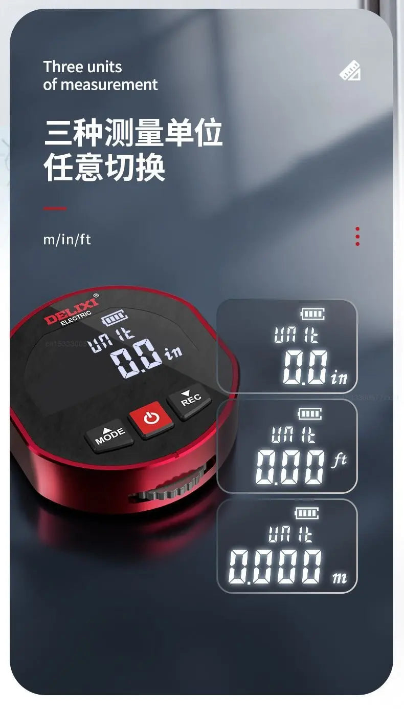 Cinta métrica con telémetro Xiaomi DELIXI, regla electrónica con rodillo, arco curvo plano de alta precisión, medidor de distancia láser