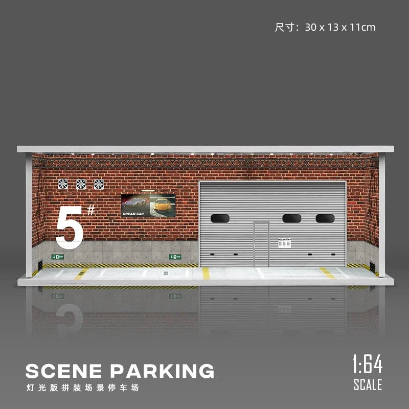 1/64 Simulated Parking Lot Model Classic Static Car Bburago Alloy Diecasting Vehicles Miniature Scene Assembly Display Frame Toy