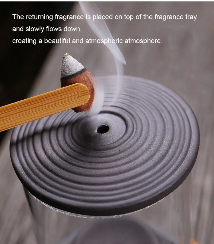 Purple Sand Time Comes Back Flow Incense Burner Decoration - Indoor Aroma Diffuser Stone Grinding Incense Pedestal Crafts