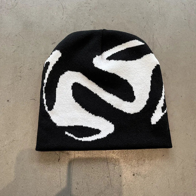 Gorro de punto para mujer, gorro gótico con dientes, ropa de calle Y2k para hombre, jersey de moda de invierno, Kpop, Harajuku, vintage, cálido, hip hop, unisex