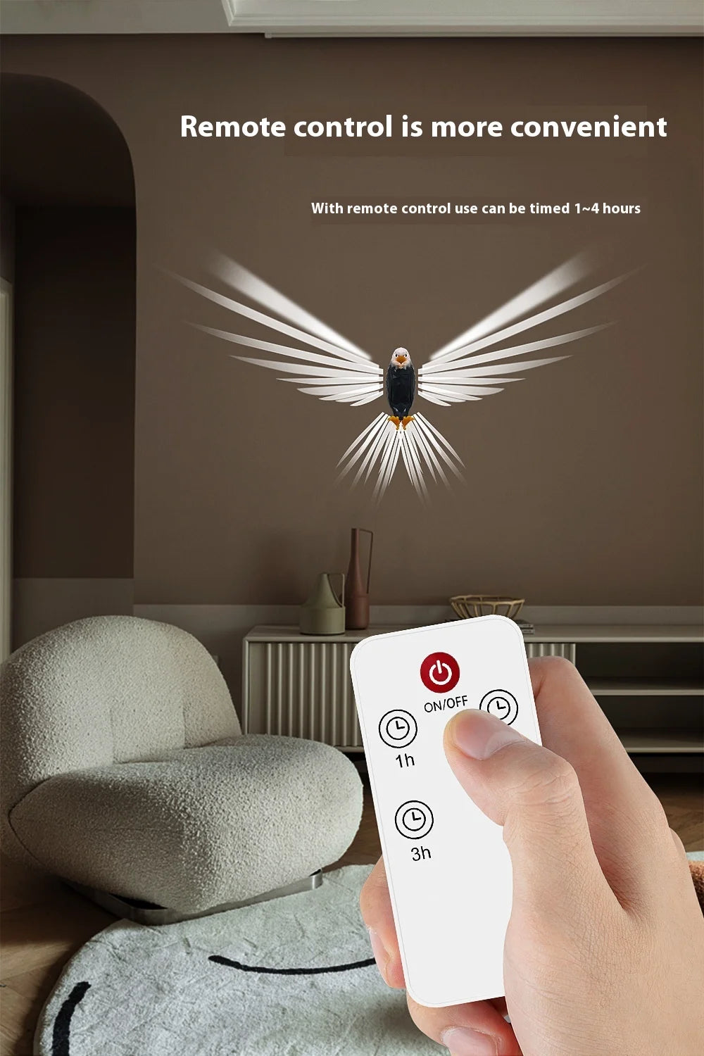 Lámpara de pared navideña con forma de búho y águila, proyector moderno y creativo, luz LED de pared con control remoto y ahorro de energía para Halloween