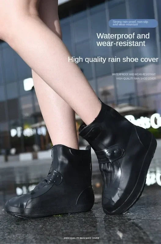 1 funda impermeable de silicona para zapatos, botas de lluvia de caña alta, protector antideslizante para zapatos, calzado grueso reutilizable para exteriores
