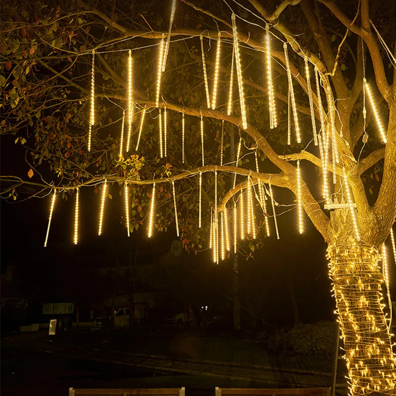 30/50cm Holiday Meteor Shower LED String Lights Christmas Falling Rain Lights Snow Falling Icicle Cascading Light Waterproof New