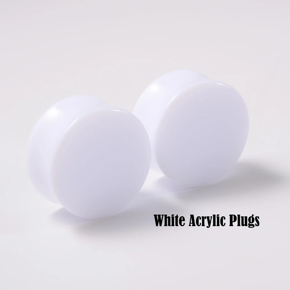 3 Pairs Acrylic Ear Gauge Black&White&Clear Double Flared Saddle Ear Plugs Ear Stretchers Tunnels Expanders Body Jewelry