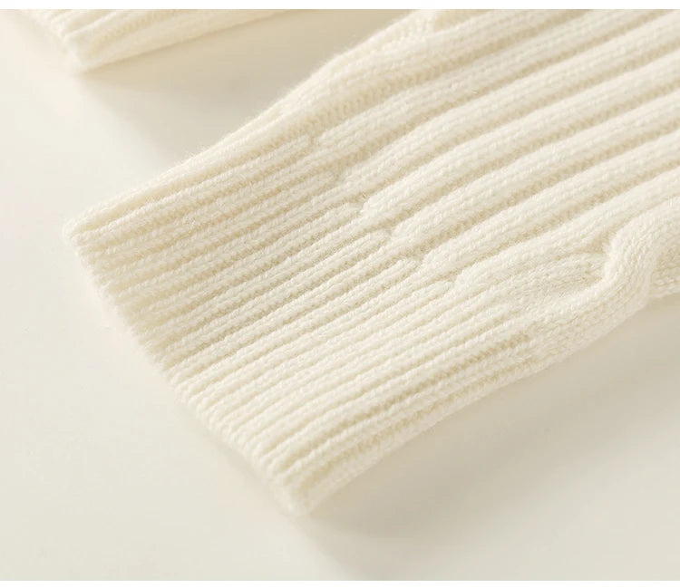 Thick Sweater Women High Quality100% Cashmere Warm Winter Long Sleeve Top Turn-down Collar Zipper Vintage Pullover