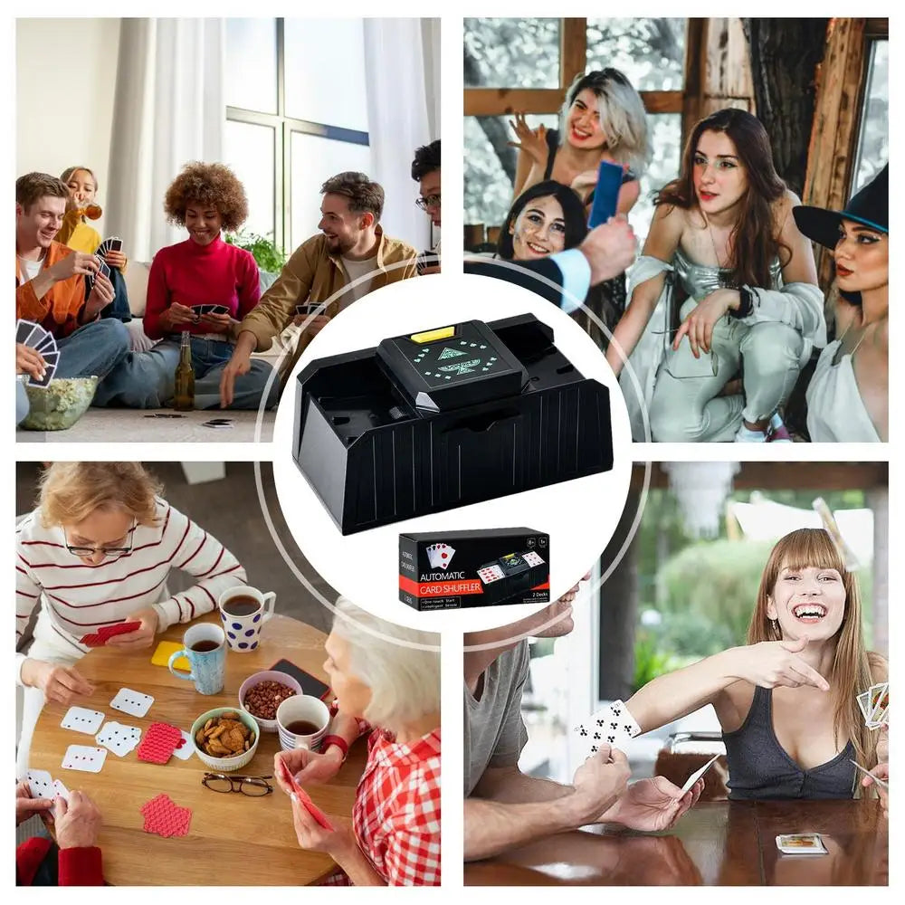 timing Auto Playing Cards Shuffle Electric Poker Shuffler Machine Battery Operated Poker Playing Tool Holds 1-2 Decks of Cards