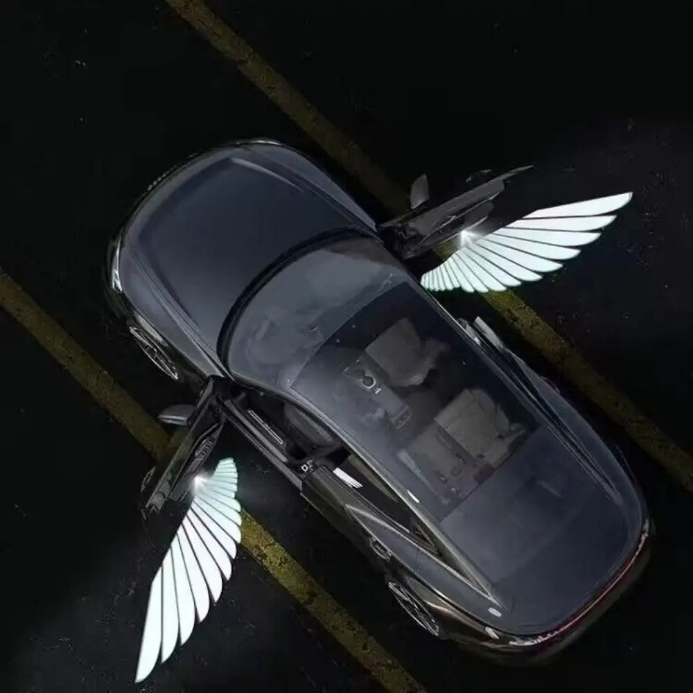 2Pcs HD Car Angel Wings Lights LED lights Automatic Sensing Wireless Car Door Lights Welcome Courtesy Shadow Projector Lamp