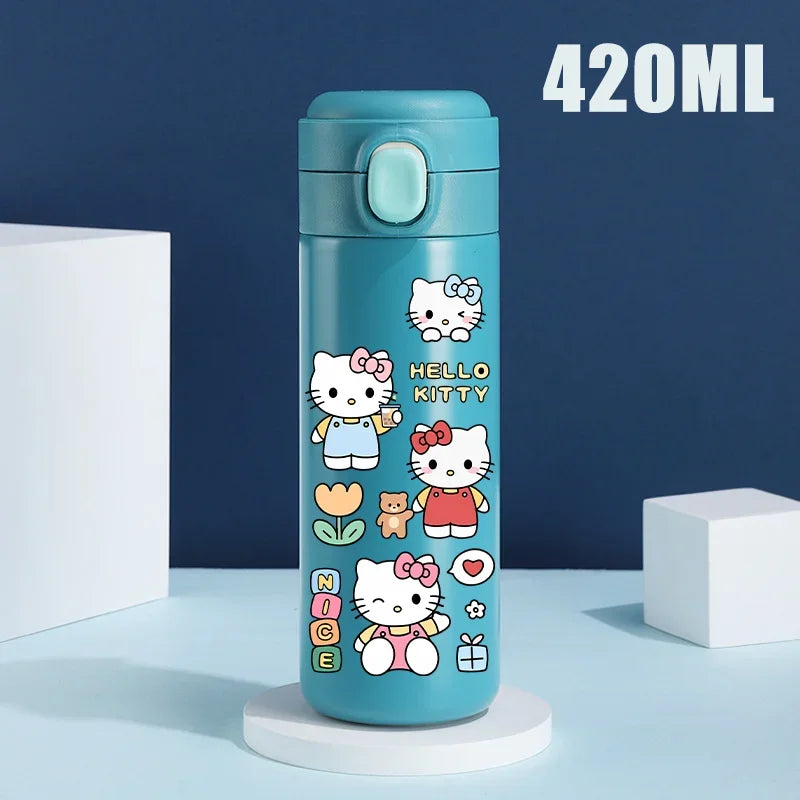 Sanrio 420 ML Thermos Mug Hello Kitty Cartoon 304 Stainless Steel Portable Water Cup Travel Water Bottle Kawaii Cups Kids Gifts