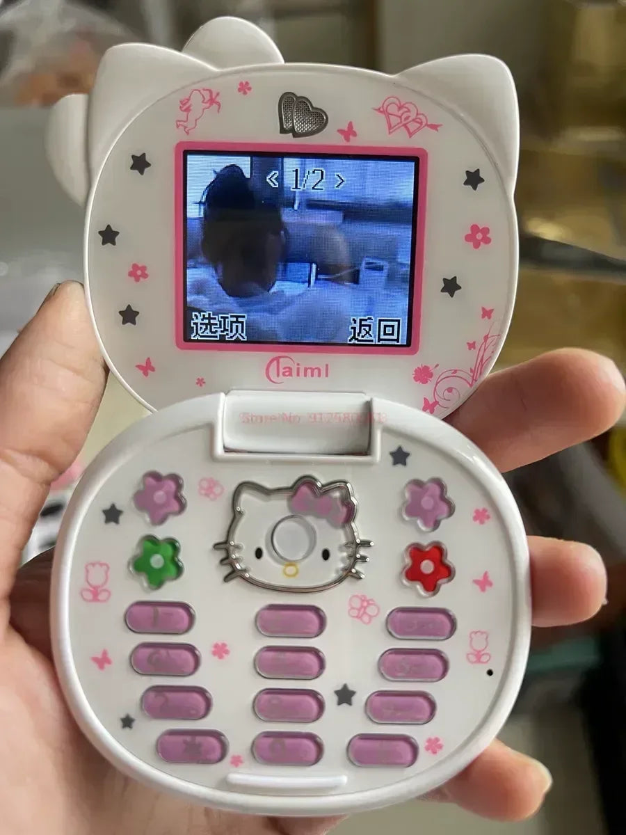2023 New Kawaii Sanrioed Hello Kitty Flip Phone Cartoon Cute Little friends Taiml Mini Phone For Kids Toys For friends Gifts