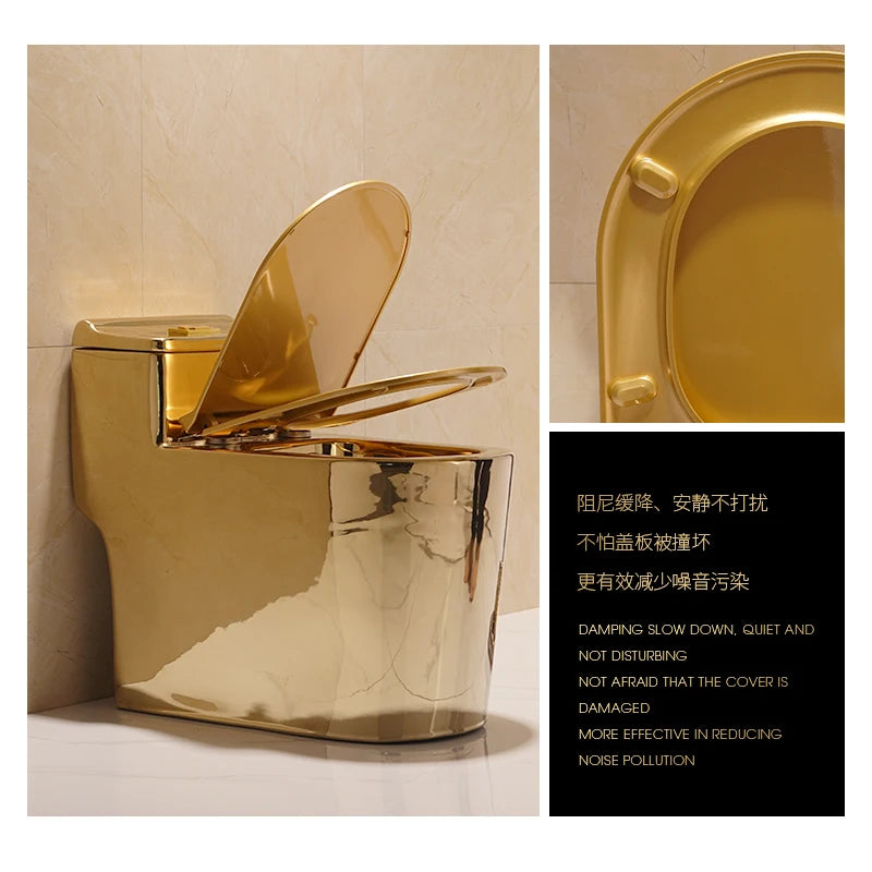 4D rotary flush color gold water-saving and deodor-proof toilet color tyrant gold toilet