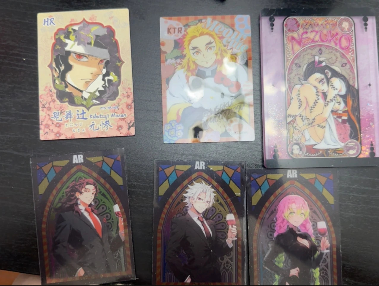 Anime Demon Slayer Kamado Tanjirou Kochou Shinobu Kanroji Mitsuri Iguro Obanai Collection Cards Christmas Birthday Gifts Toys