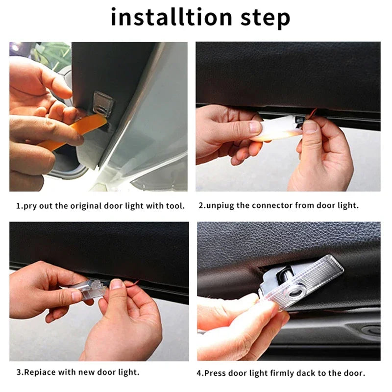 2PCS Car Door Shadow Lights Laser Projector Ghost Atmosphere Logo Lamp for Peugeot RCZ 2011-2014 Auto LED Welcome Accessories