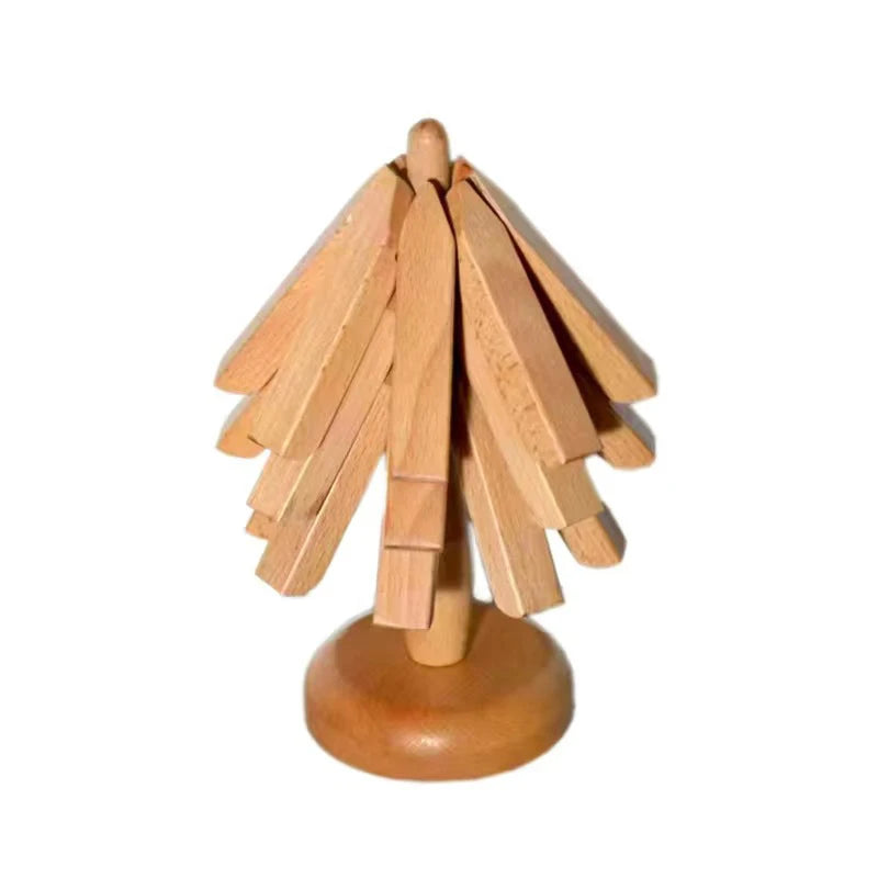 Salvamanteles de madera para platos calientes, almohadilla aislante, juego de salvamanteles con forma de árbol, posavasos para teteras, ollas calientes, regalo de Halloween y Navidad