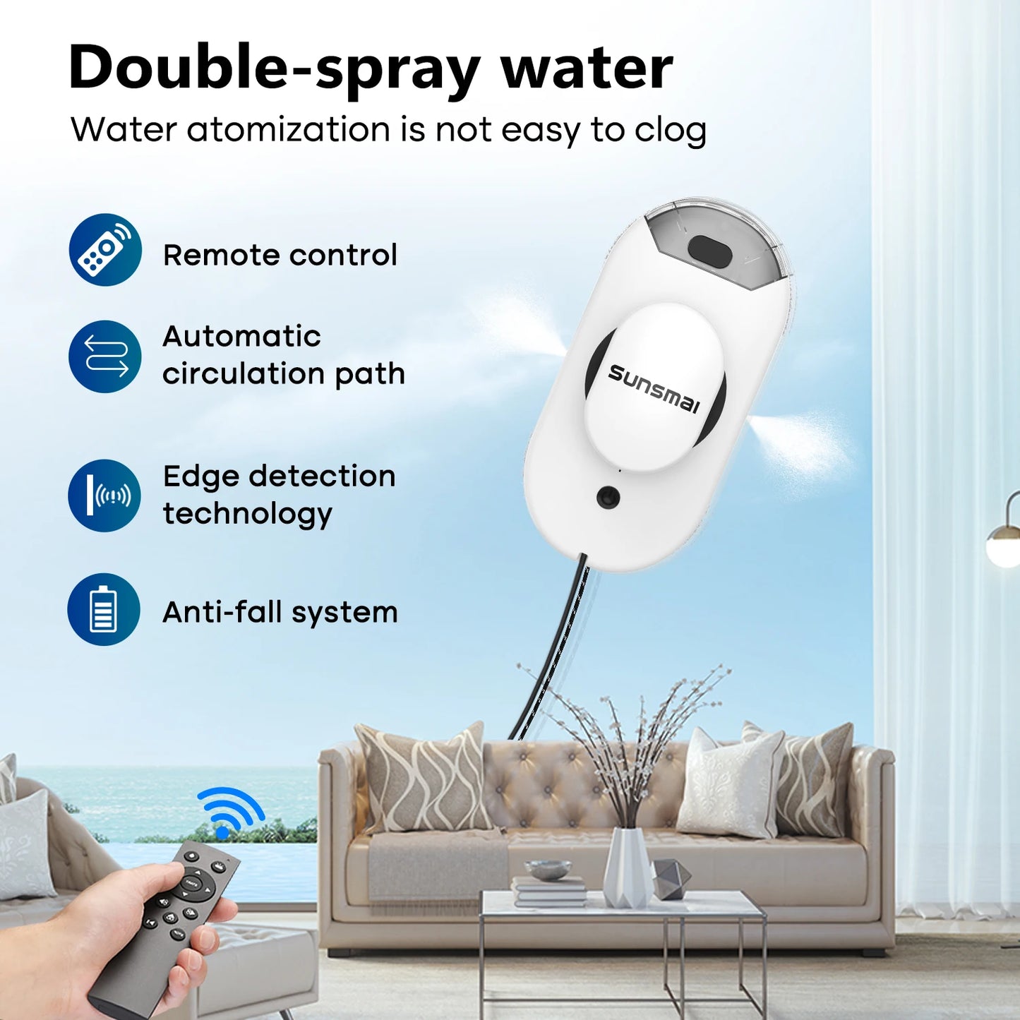 SUNSMAI Robot Window Cleaning Machine Window Washing Robot Double Sided Water Spray Type Window Cleaning Robot