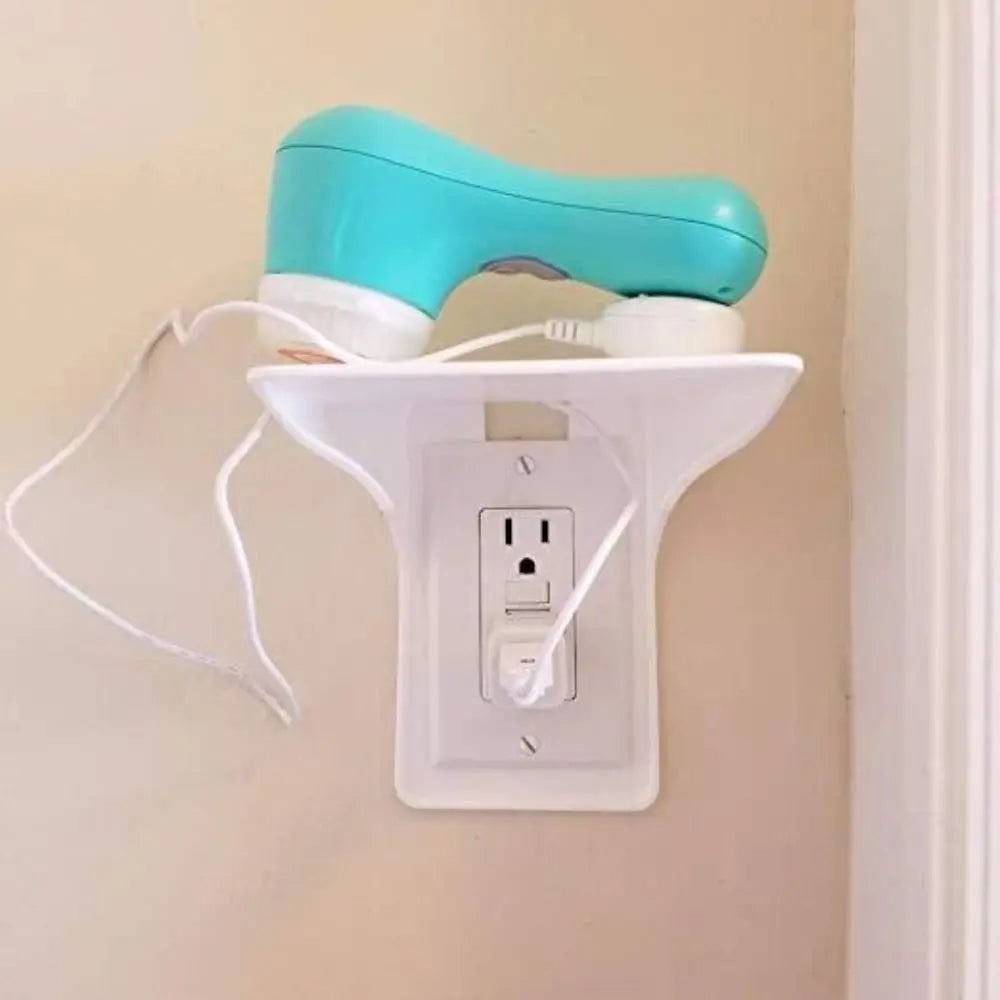 Estante para toma de corriente de pared, práctico y resistente soporte para cargar teléfonos móviles, soporte para cables USB para baños, cocinas y salas de estar