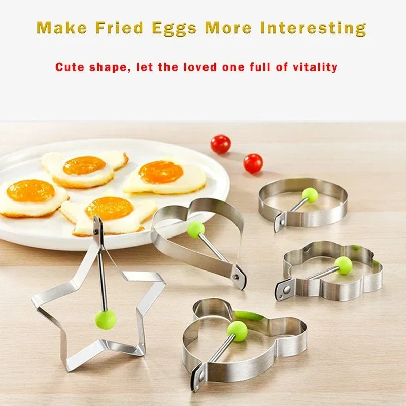 1 pieza de moldes para freír huevos de acero inoxidable, modelo de anillo de tortilla, molde para hornear panqueques, pasteles de carne, moldes para pasteles de arroz en forma de corazón para cocina
