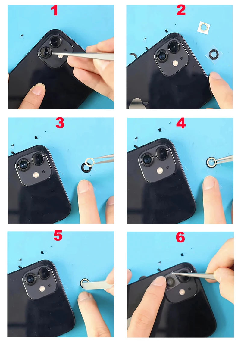 2023 Black Original Glass Camera Lens with Tape Replacement for Apple iPhone 13 pro 12 12pro 12mini lens for iphone 11 11pro max