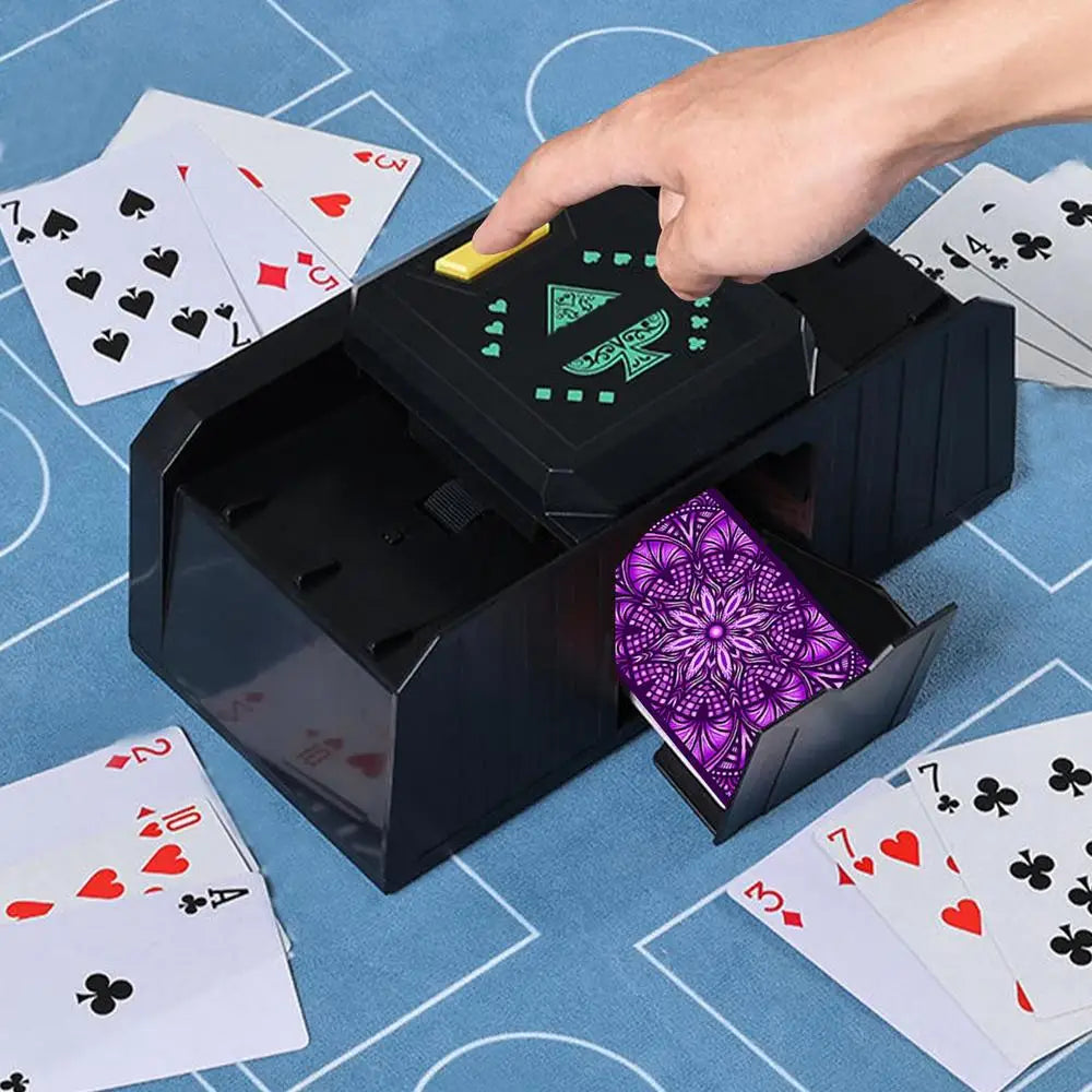 timing Auto Playing Cards Shuffle Electric Poker Shuffler Machine Battery Operated Poker Playing Tool Holds 1-2 Decks of Cards