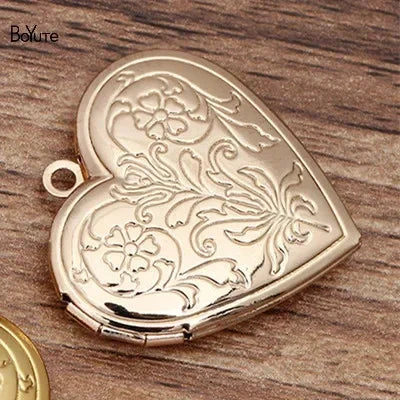 BoYuTe (10 Pieces/Lot) Metal Brass 30MM Heart Shaped Floating Locket Pendant Can Open Photo Locket Jewelry Accessories