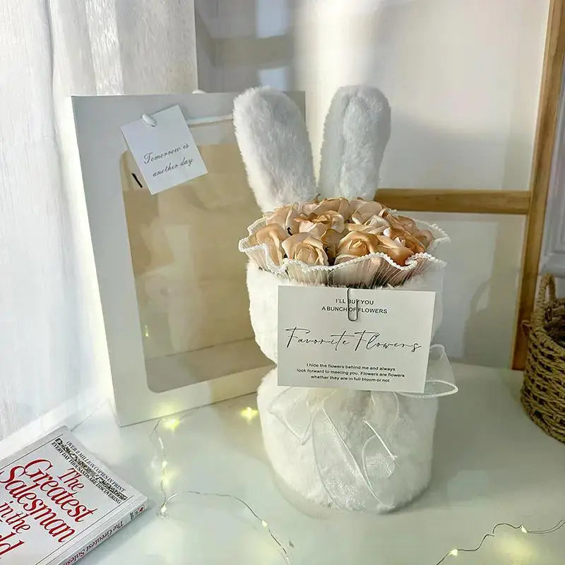 Rabbit Soap Flower Bouquet Valentine's Day Gifts Artificial Flower Bouquet for Party Supplies Bouqet Flowers Home Decoration