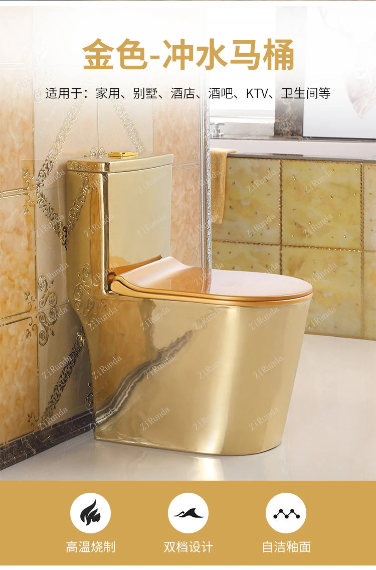 ~Inodoro de cerámica de color mudo para apartamento pequeño de estilo europeo, inodoro dorado de 8,0 pulgadas, inodoro de cañería grande, desodorante