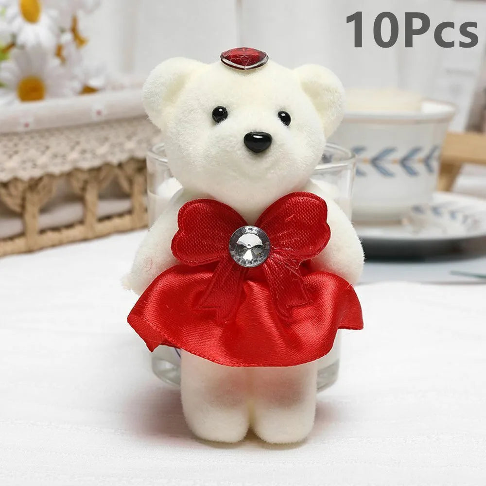10 piezas de ramo de flores de oso de San Valentín, muñeco de peluche de dibujos animados, ramos de osito de peluche, regalos de graduación, cumpleaños, bodas, decoración de fiesta