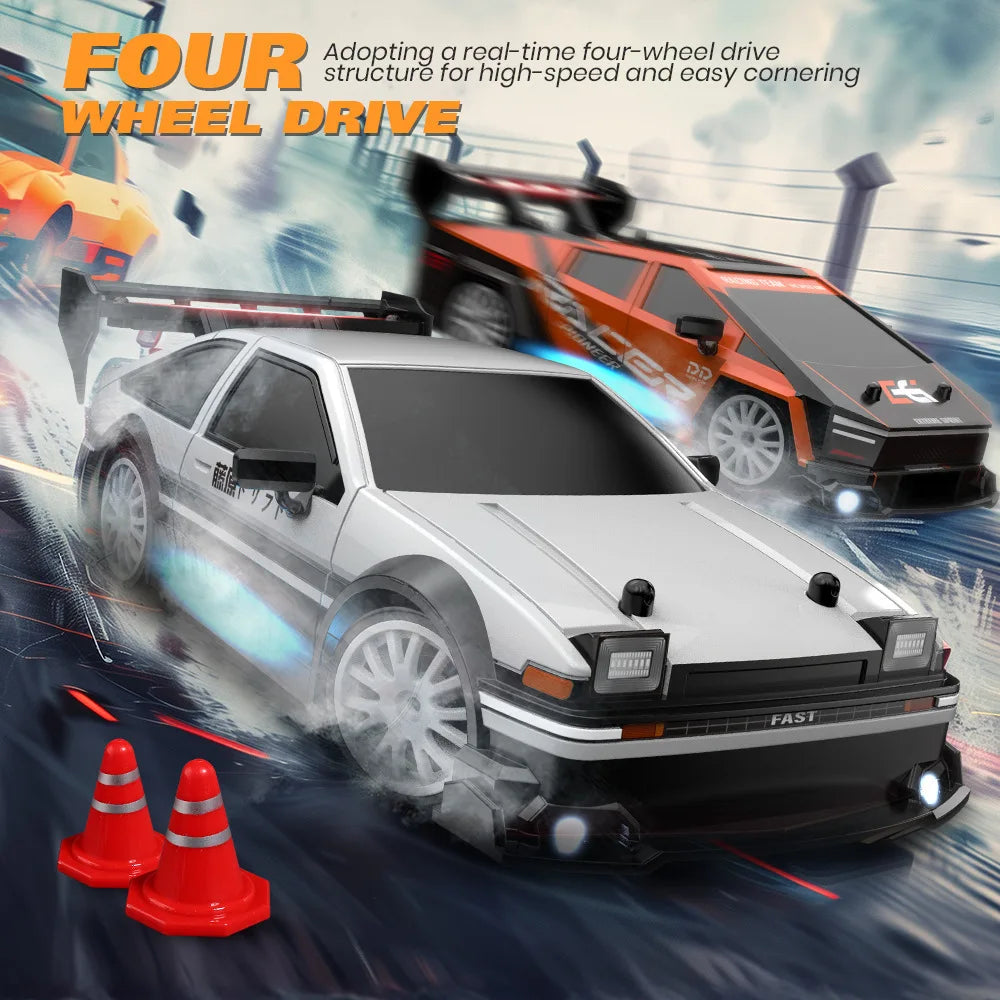 1:24 Coche de derrape RC de alta velocidad Mustang 4WD Coche de carreras de control remoto Regalo Coche de carreras de competición Juguete para niños Neumático reemplazable
