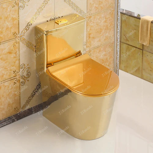 ~Inodoro de cerámica de color mudo para apartamento pequeño de estilo europeo, inodoro dorado de 8,0 pulgadas, inodoro de cañería grande, desodorante
