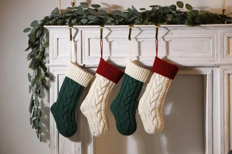 Medias navideñas grandes de 18 pulgadas, medias de compresión navideñas tejidas para niños, medias colgantes para regalar dulces, decoración navideña