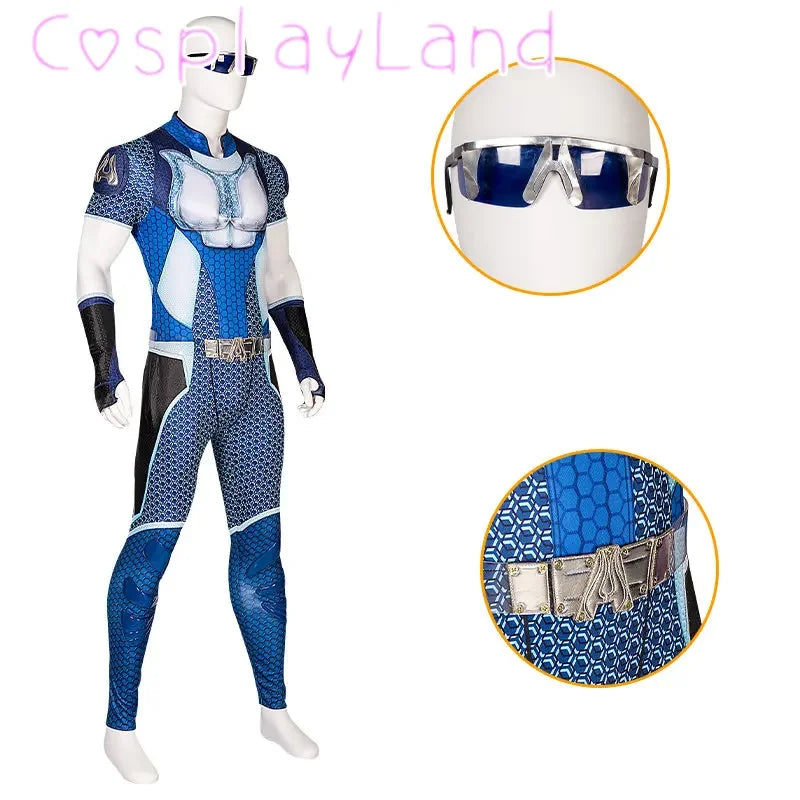 The Boys A-Train Cosplay Costume Halloween Carnival High Quality Hero Reggie Franklin Battle Outfit With Boots Printing Jumpsuit