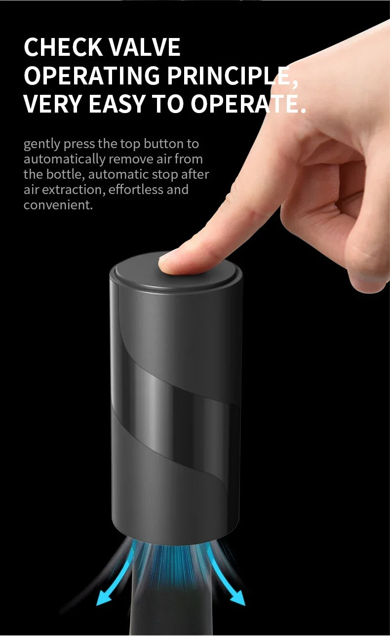 2024 Mini Automatic Wine Cap Electric Vacuum Wine Stopper Sealed Storage Vacuum Memory Wine Stopper Push Style Wine Cork Tools