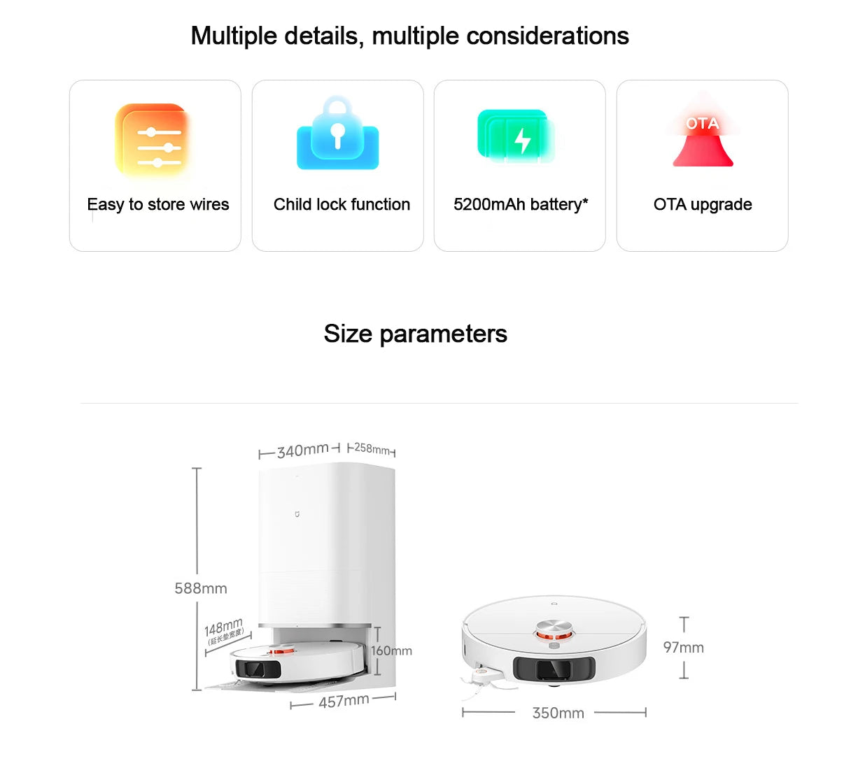 Aspiradora robot XIAOMI MIJIA M40, evitación de obstáculos de alta precisión, succión de 12 kPa, elevación de trapeador inteligente, navegación láser LDS