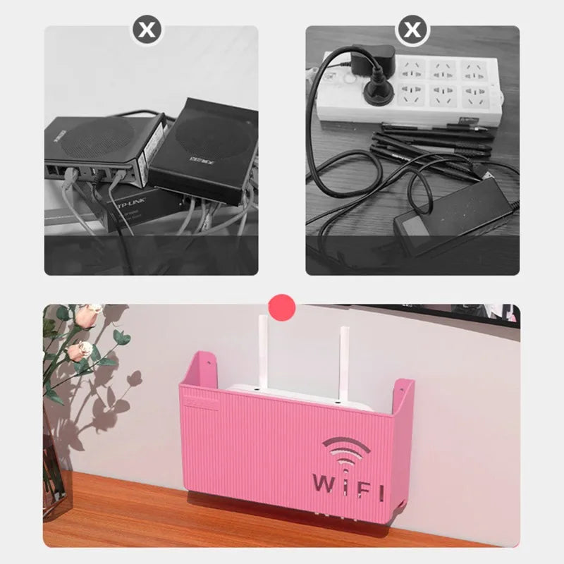Étagère de routeur Wifi sans fil, boîte de rangement murale à suspendre, boîte de rangement en plastique ABS, support d'alimentation de câble, boîte de rangement, décoration de la maison