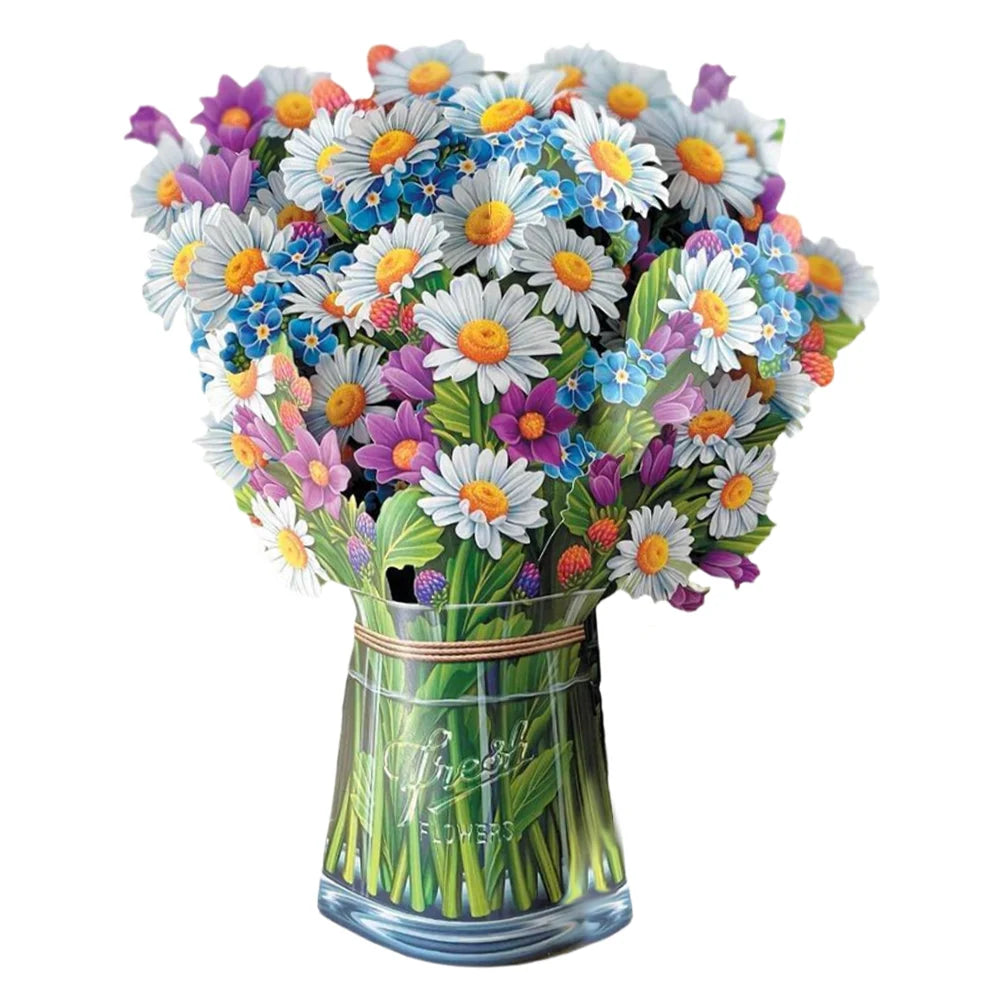 3D Pop Up Flower Greeting Card for Mothers Day Creative Multi-Style Bouquet Birthday Card Thank You Postcard for Birthday Easter