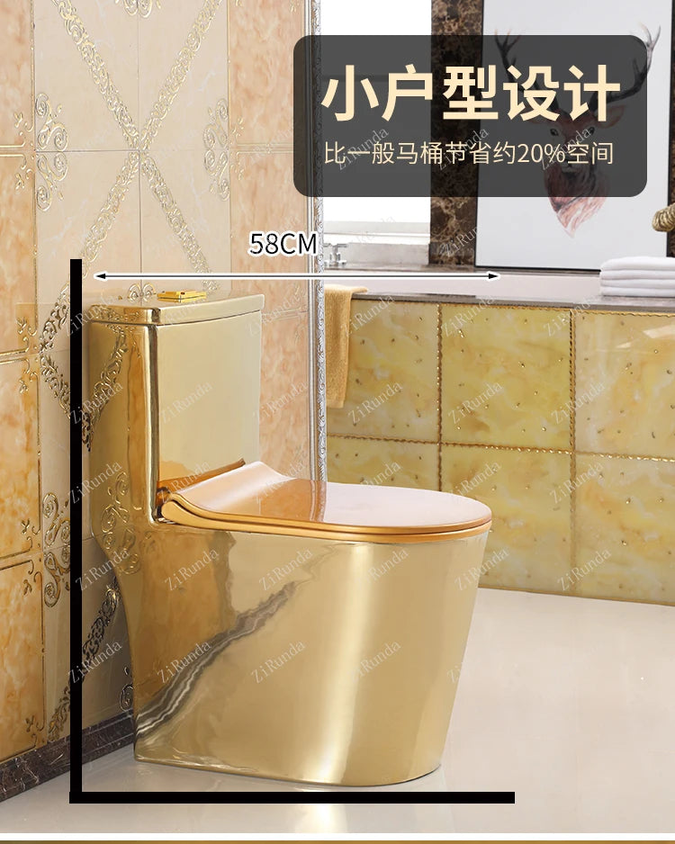 ~Inodoro de cerámica de color mudo para apartamento pequeño de estilo europeo, inodoro dorado de 8,0 pulgadas, inodoro de cañería grande, desodorante