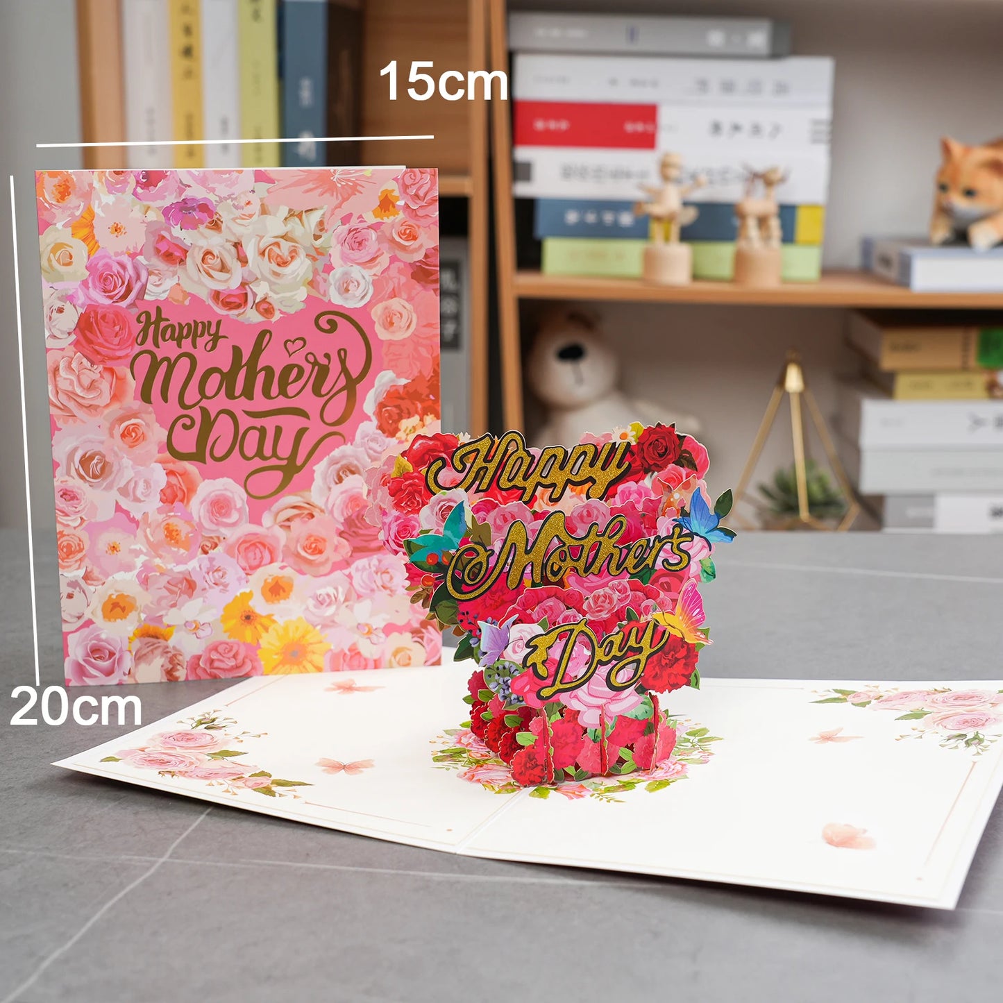 Tarjeta de felicitación emergente con flores en 3D para cumpleaños, día de la madre, día del padre, graduación, aniversario de bodas, mejórate pronto, simpatía