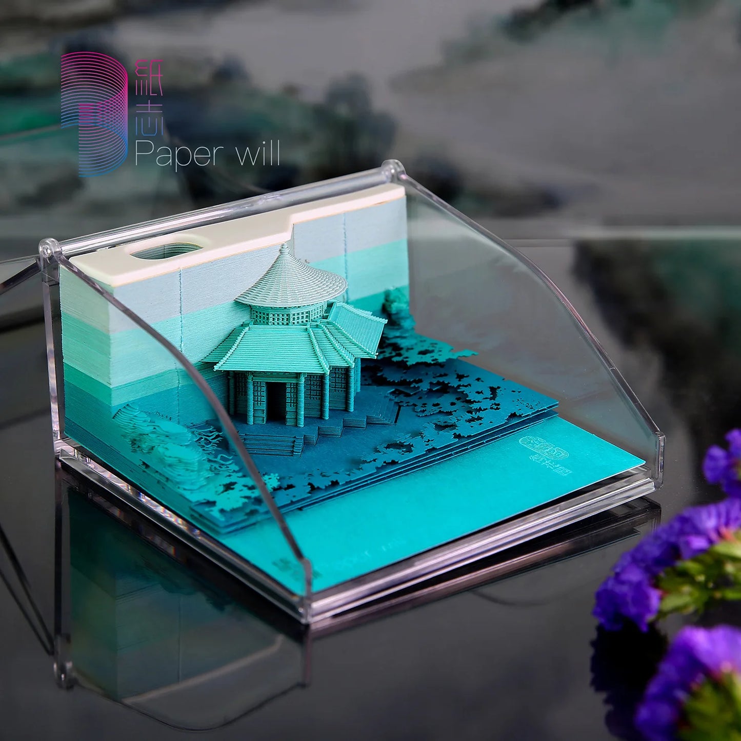 2024 Calendar Memo Pad With LED Lights,Time Piece Calendar,Creative Desk Calendar DIY Paper Carving Art Craft Desktop Decoration