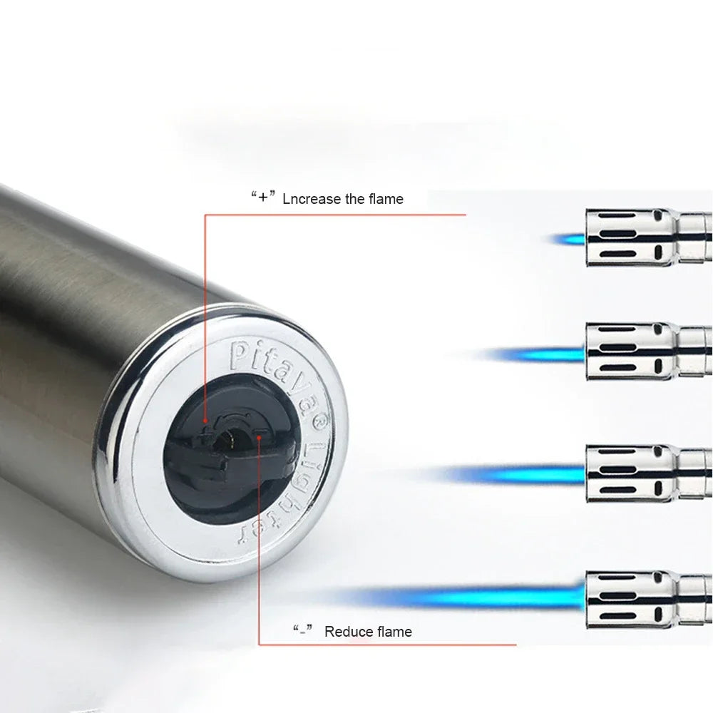70cm Blue Flame Lighter Kitchen Candle Long Butane Gas Lighter 360 Degrees Rotate Stove BBQ Igniter Welding Torch Picnic Tool