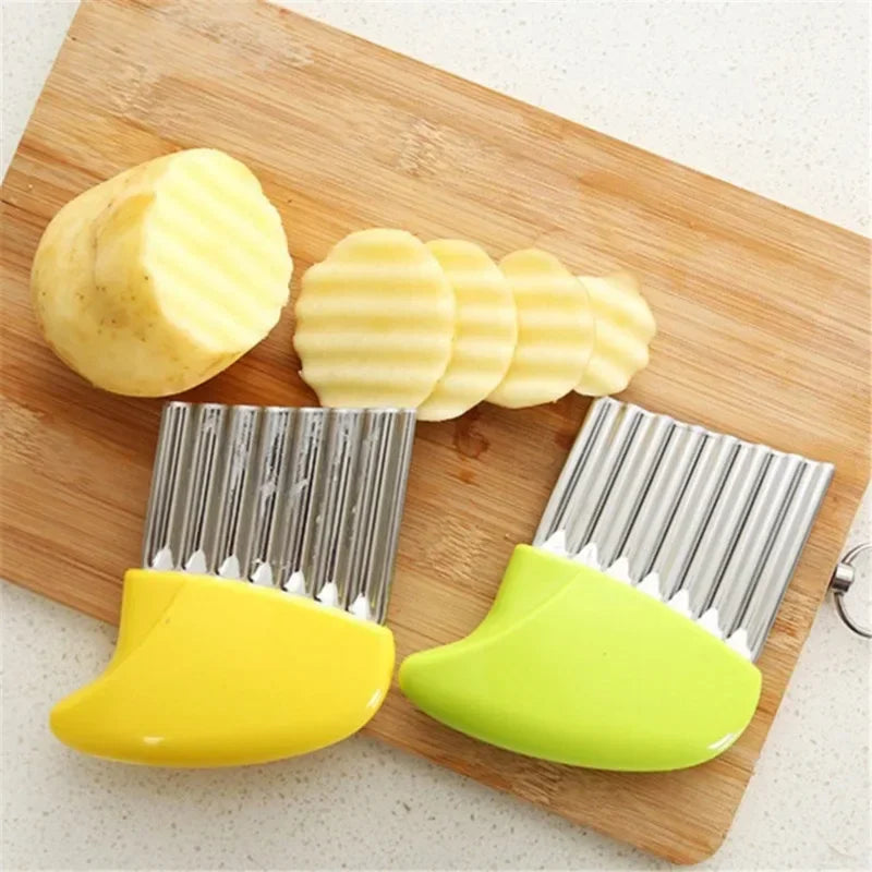 1 pieza de acero inoxidable de mano para cortar patatas fritas, cuchillo para maza, cortador de verduras multifuncional, herramientas de cocina